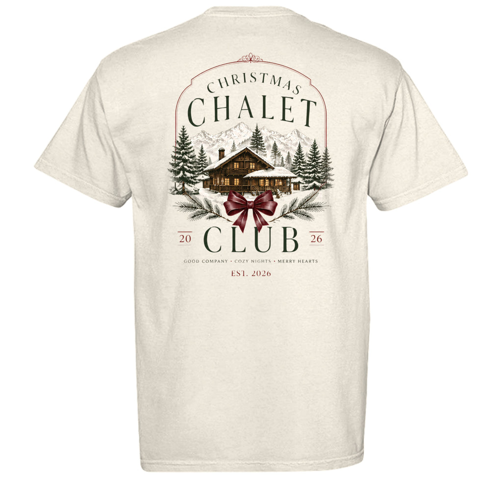 Christmas Chalet Club vintage graphic tee in ivory — back view