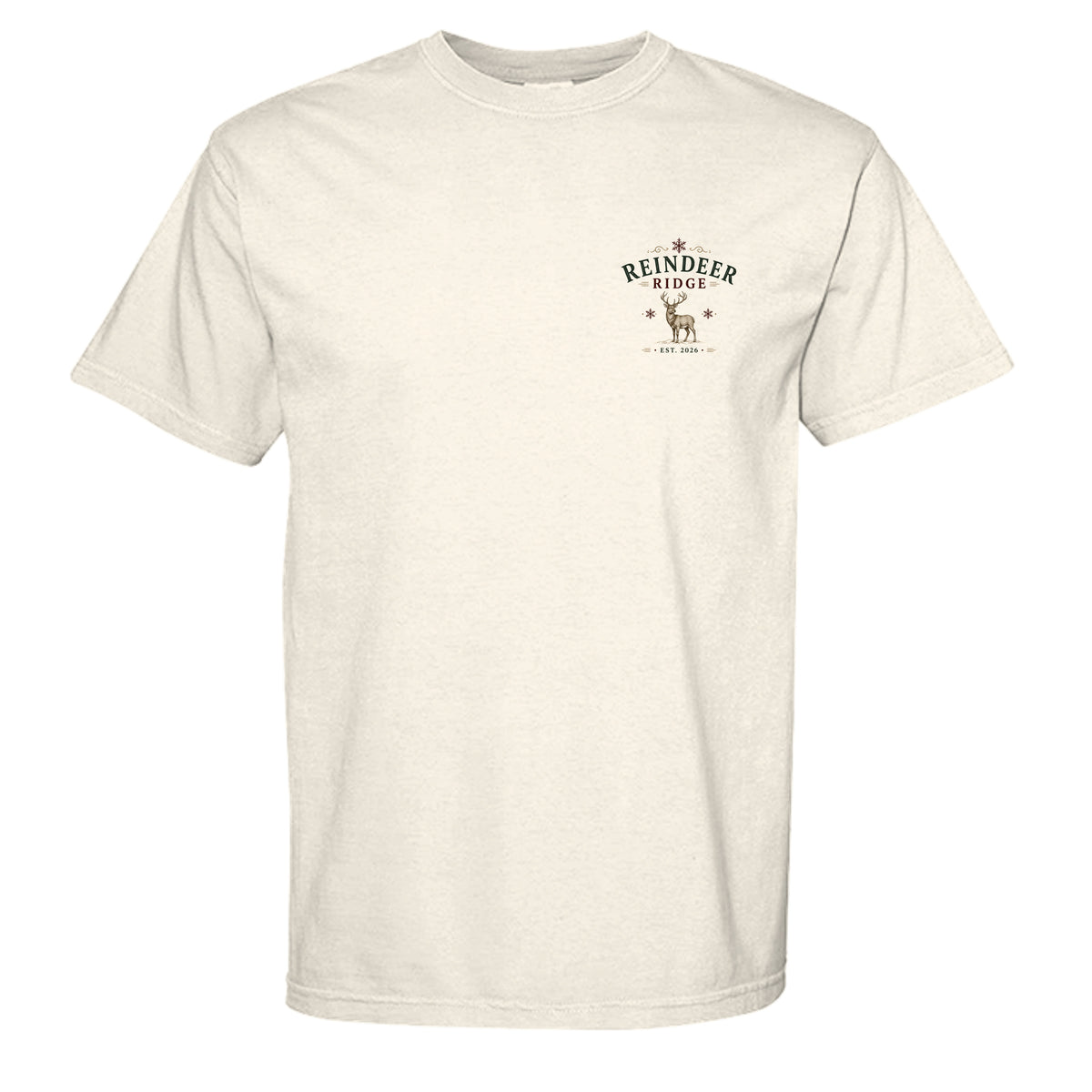 Reindeer Ridge vintage graphic tee in ivory — front view