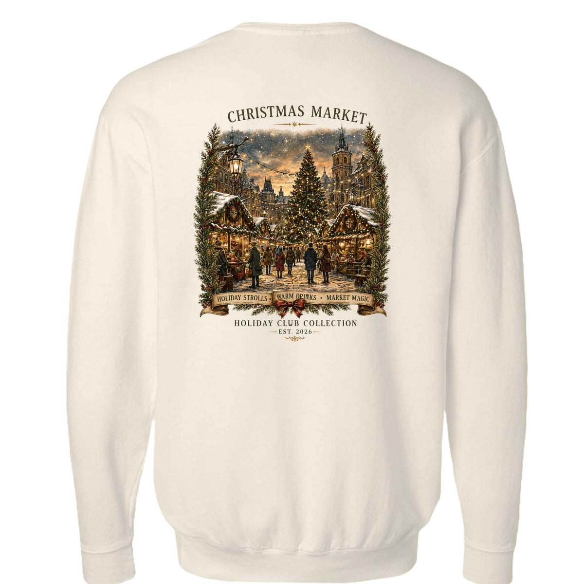 Christmas Market sweatshirt in ivory — back view
