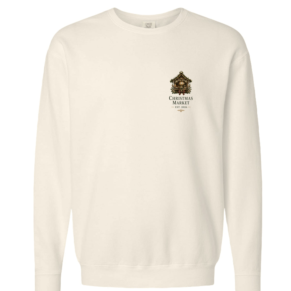 Christmas Market sweatshirt in ivory — front view