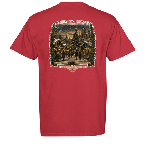 Christmas Market vintage graphic tee in red — back view