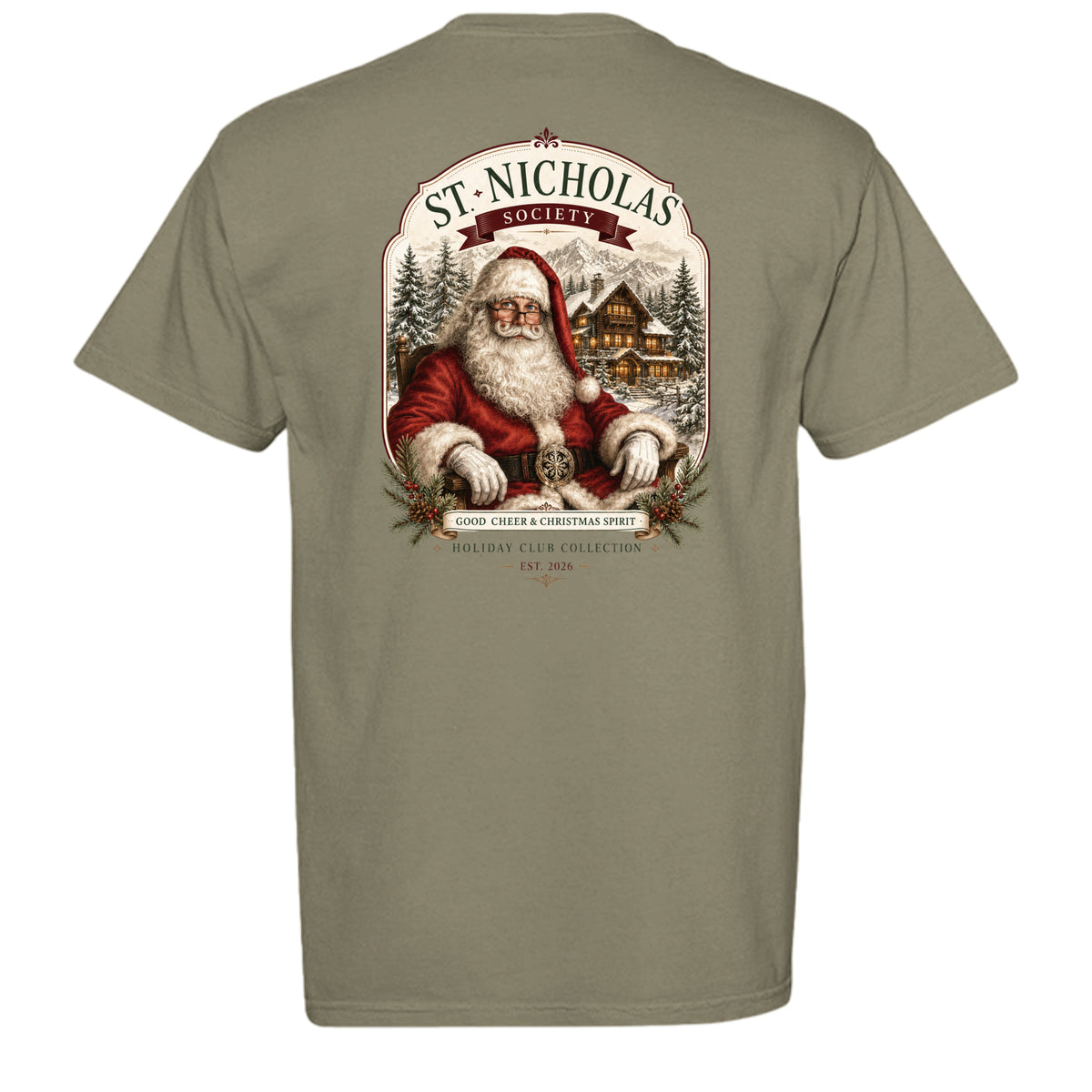 St Nicholas vintage graphic tee in sandstone — back view