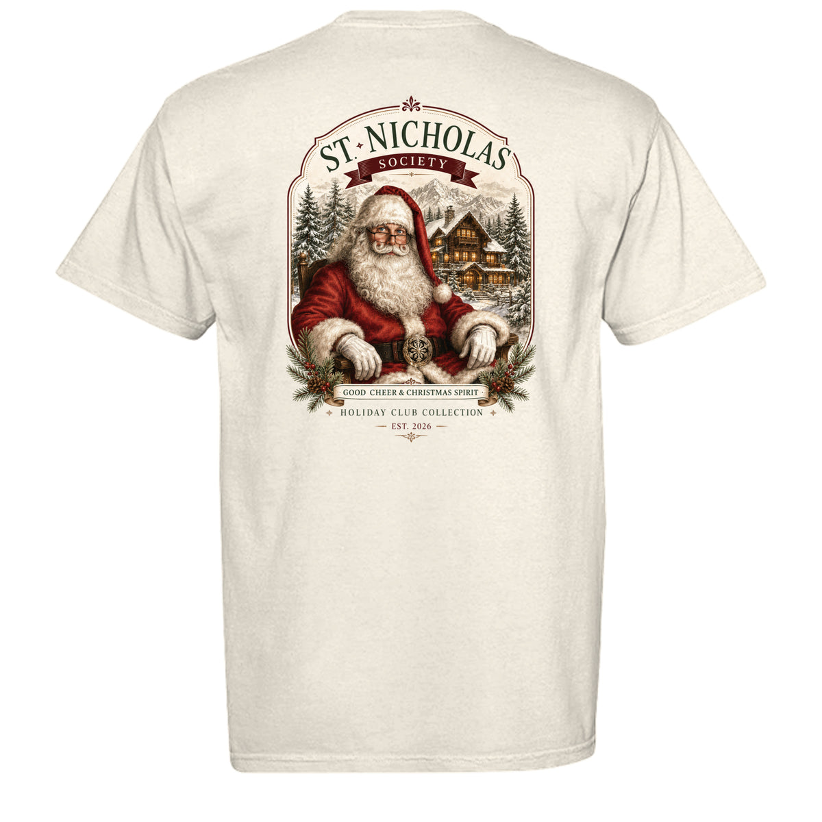 St Nicholas vintage graphic tee in ivory — back view