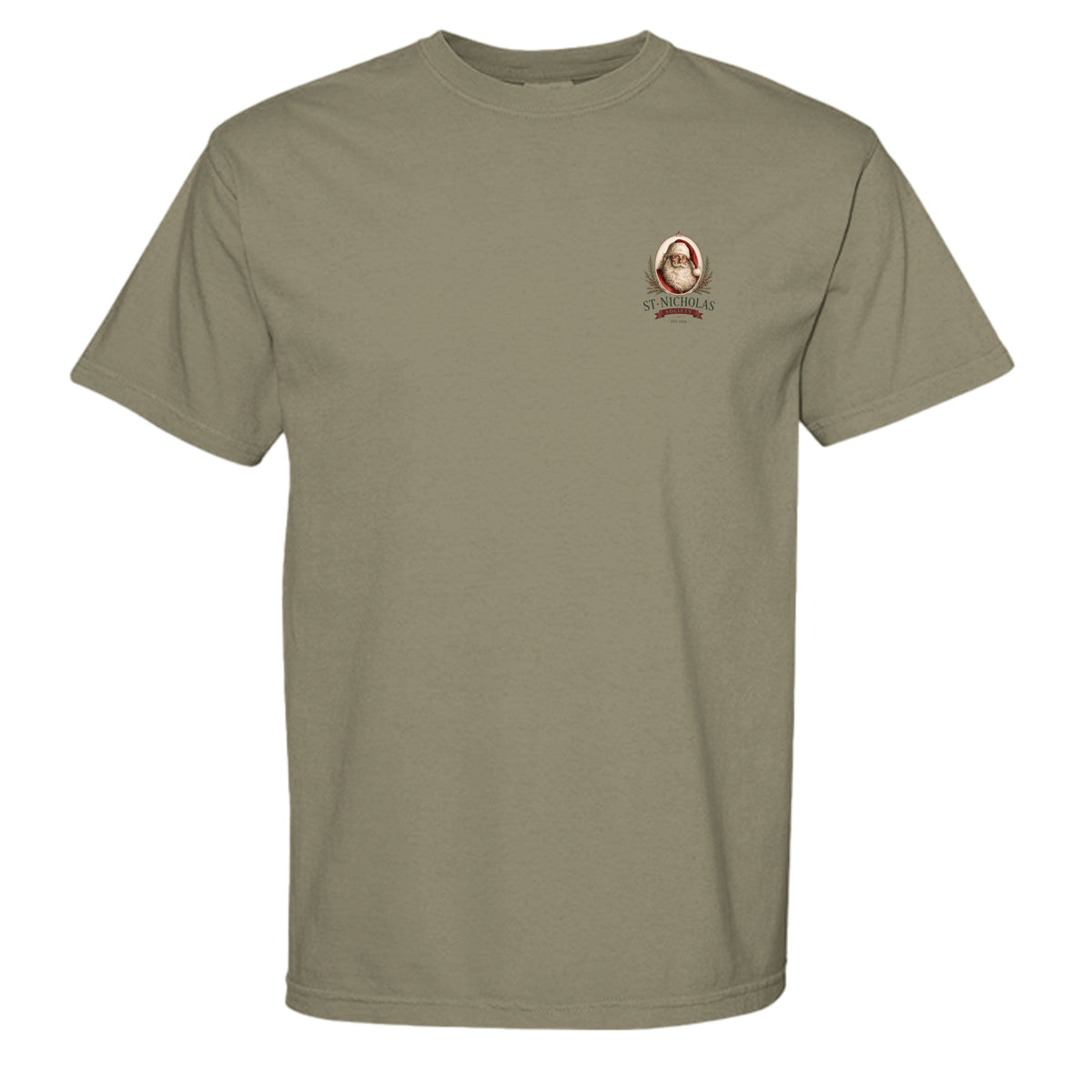 St Nicholas vintage graphic tee in sandstone — front view