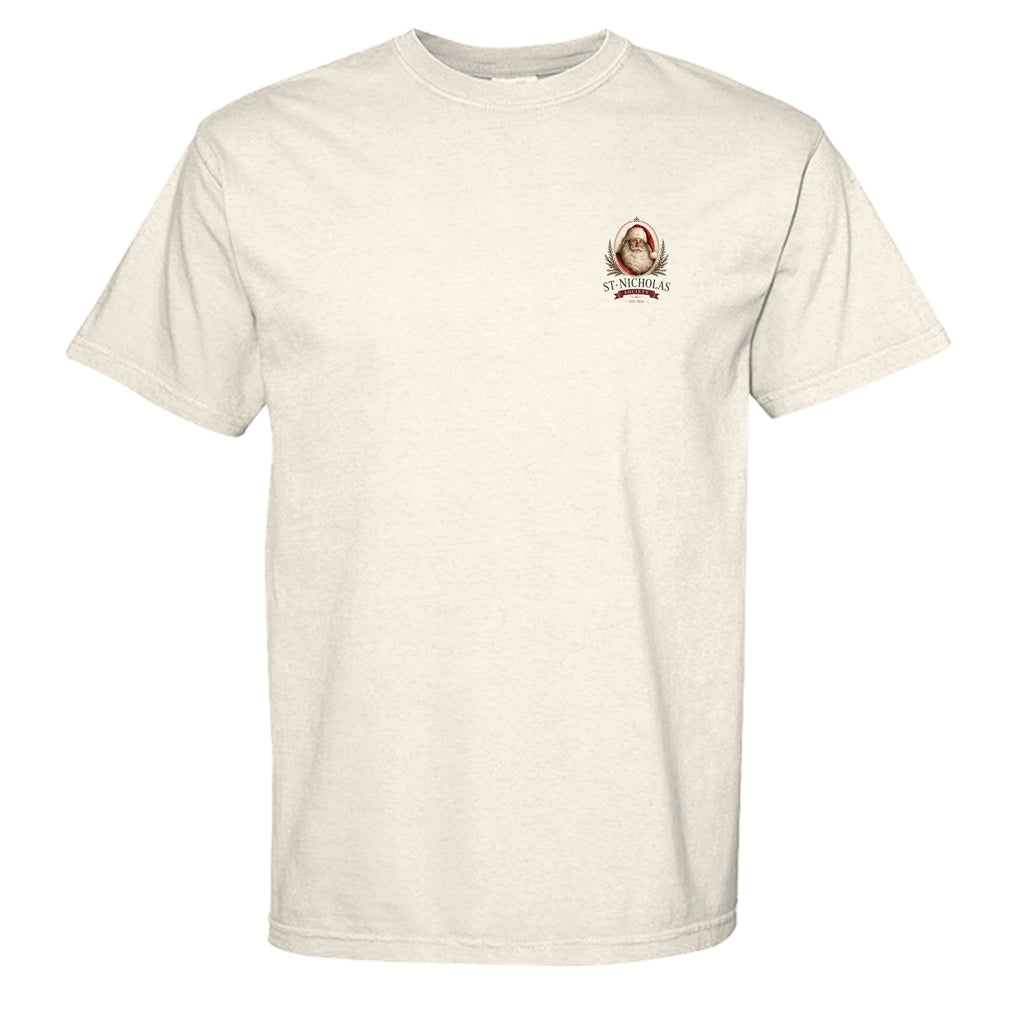 St Nicholas vintage graphic tee in ivory — front view