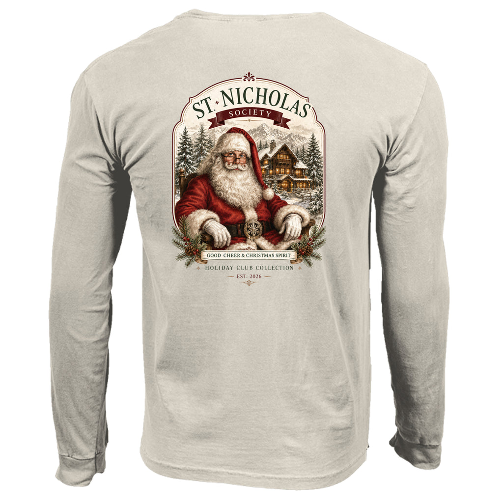 St Nicholas long sleeve tee in ivory — back view