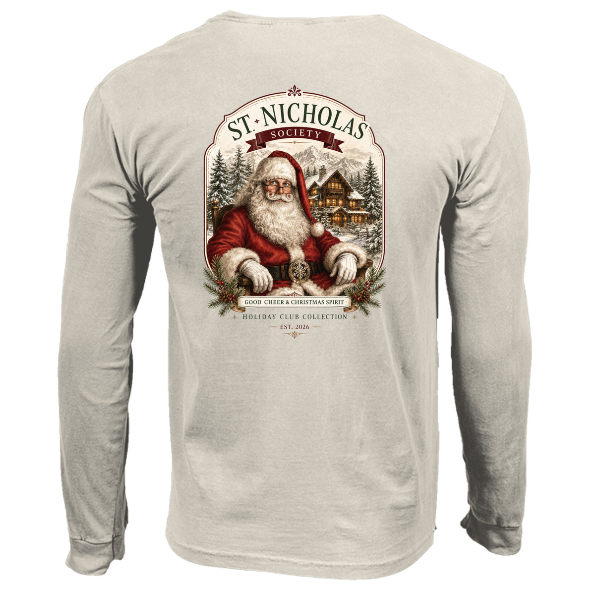 St Nicholas long sleeve tee in ivory — back view