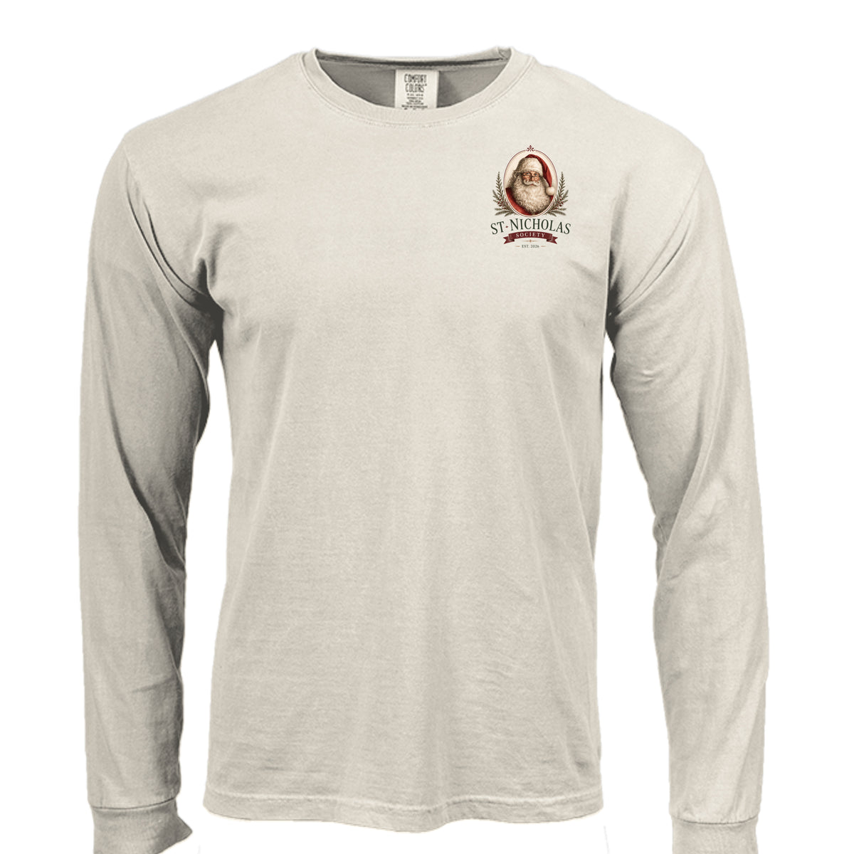 St Nicholas long sleeve tee in ivory — front view