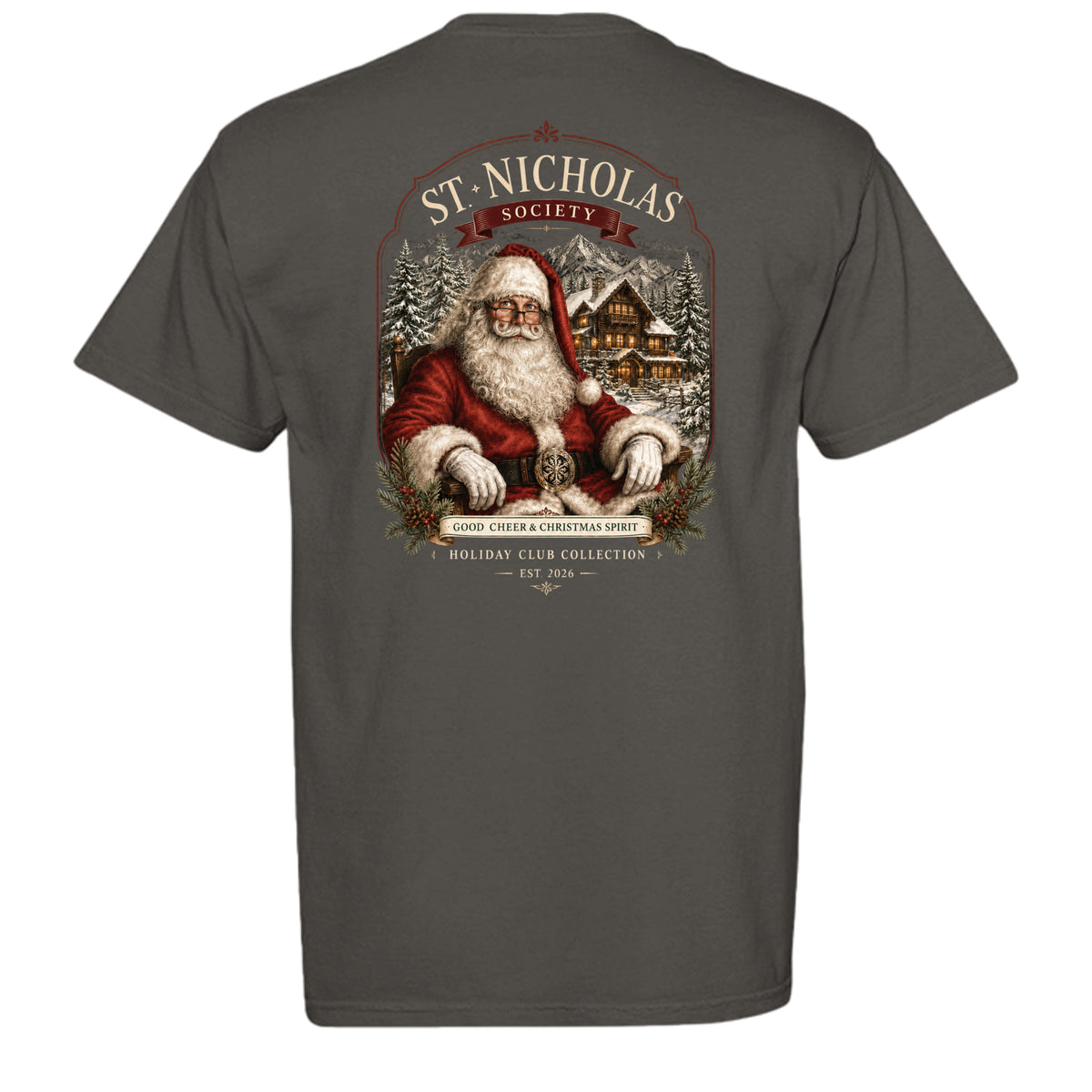 St Nicholas vintage graphic tee in pepper — back view