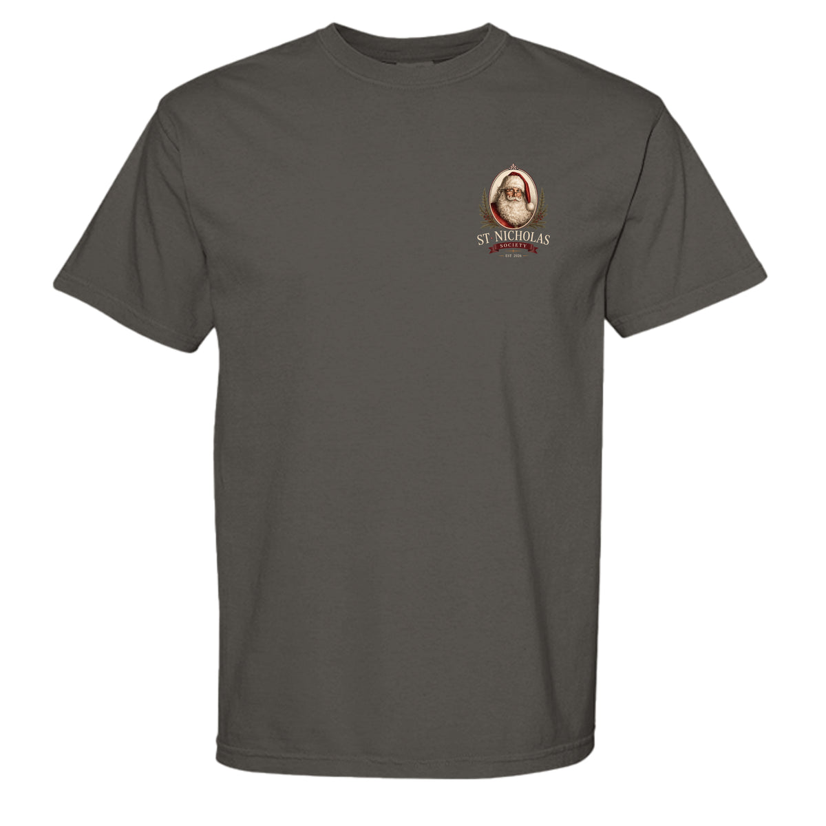 St Nicholas vintage graphic tee in pepper — front view