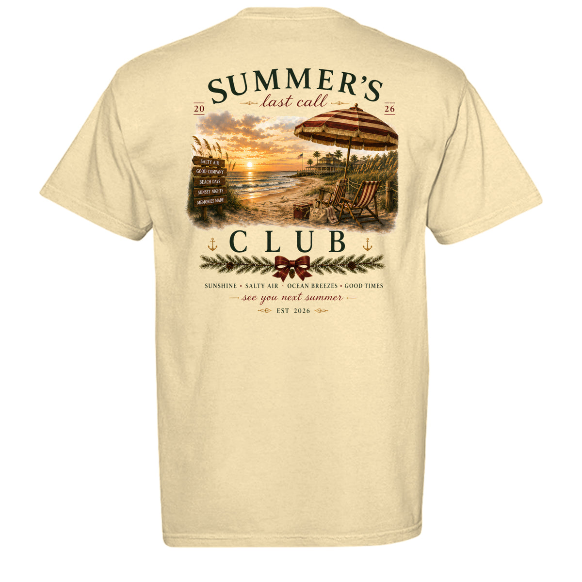 Summers Last Call vintage graphic tee in butter — back view
