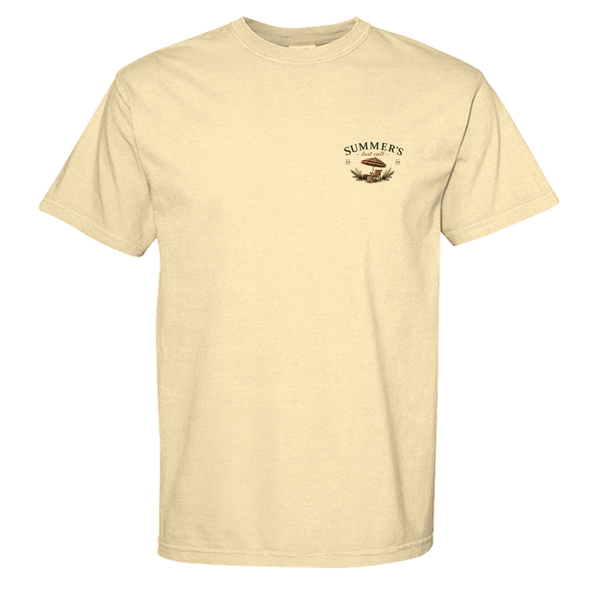 Summers Last Call vintage graphic tee in butter — front view